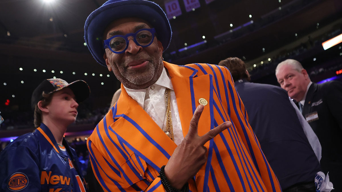 American filmmaker Spike Lee before game five of the eastern conference finals between the New York Knicks and the Indiana Pacers for the 2025 NBA Playoffs at Madison Square Garden.