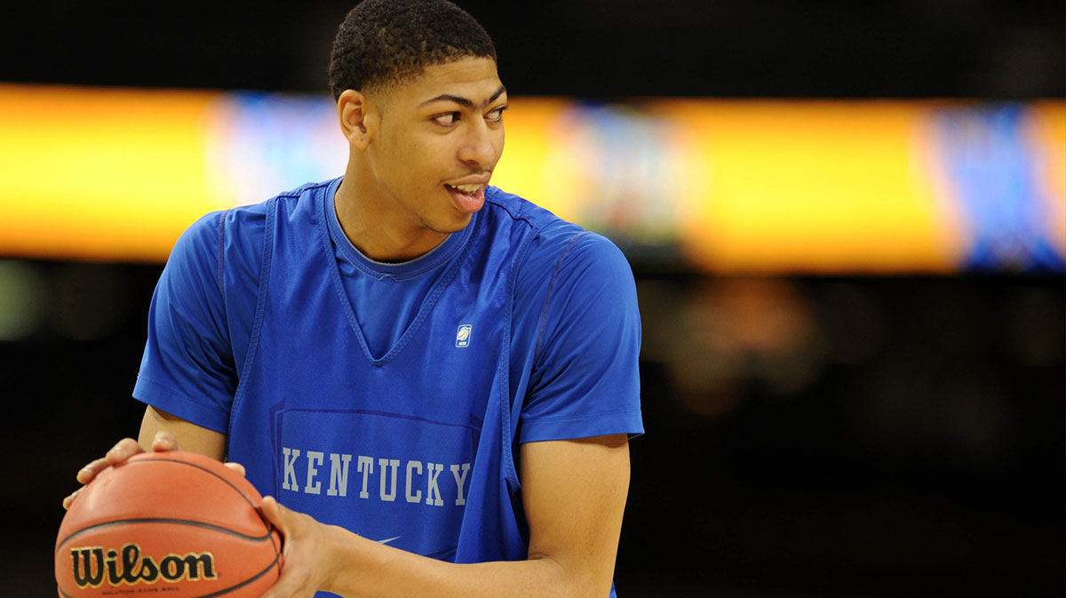 Kentucky Wildcats forward Anthony Davis during practice the day before the semifinals of the 2012 NCAA men's basketball Final Four at the Mercedes-Benz Superdome. NBA Draft prospect