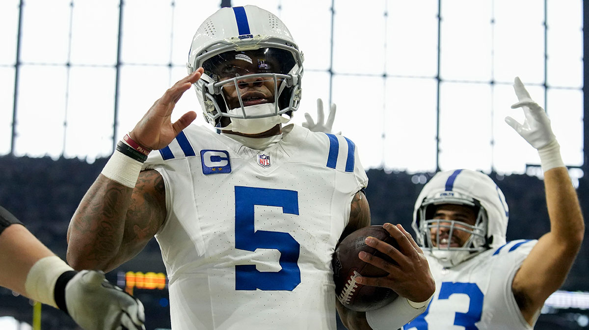 Anthony Richardson after scoring a touchdown for the Colts against the Titans.