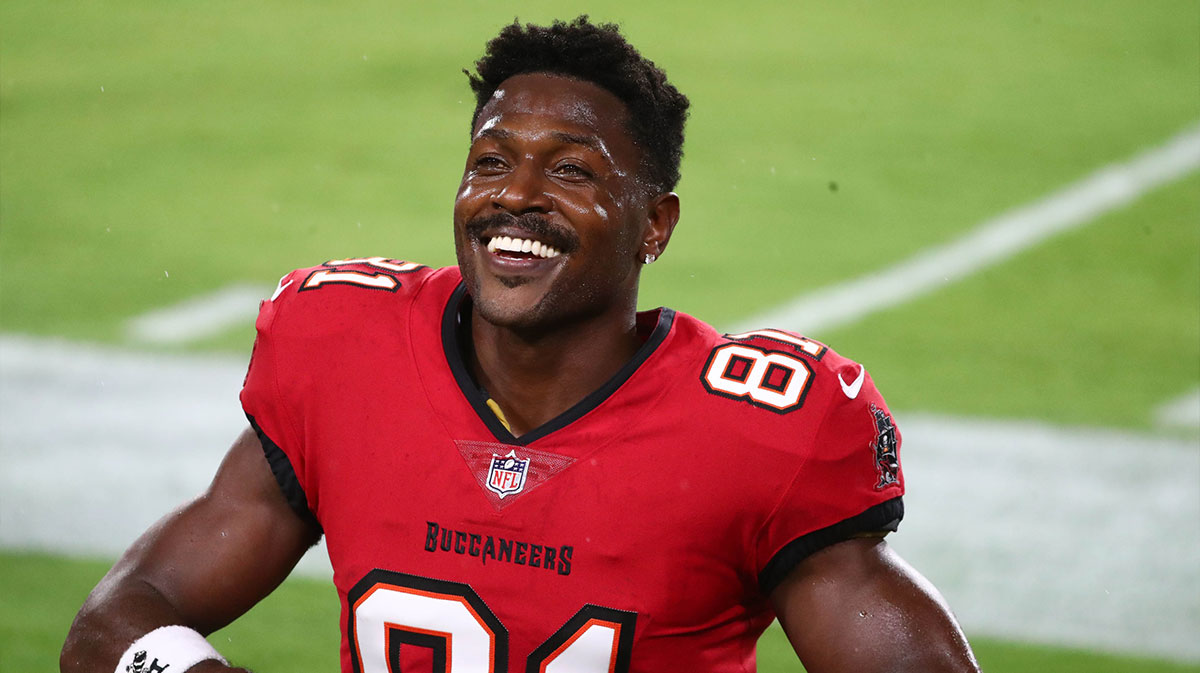 Tampa Bay Buccaneers receiver Antonio Brown before the game against the New Orleans Saints at Raymond James Stadium.
