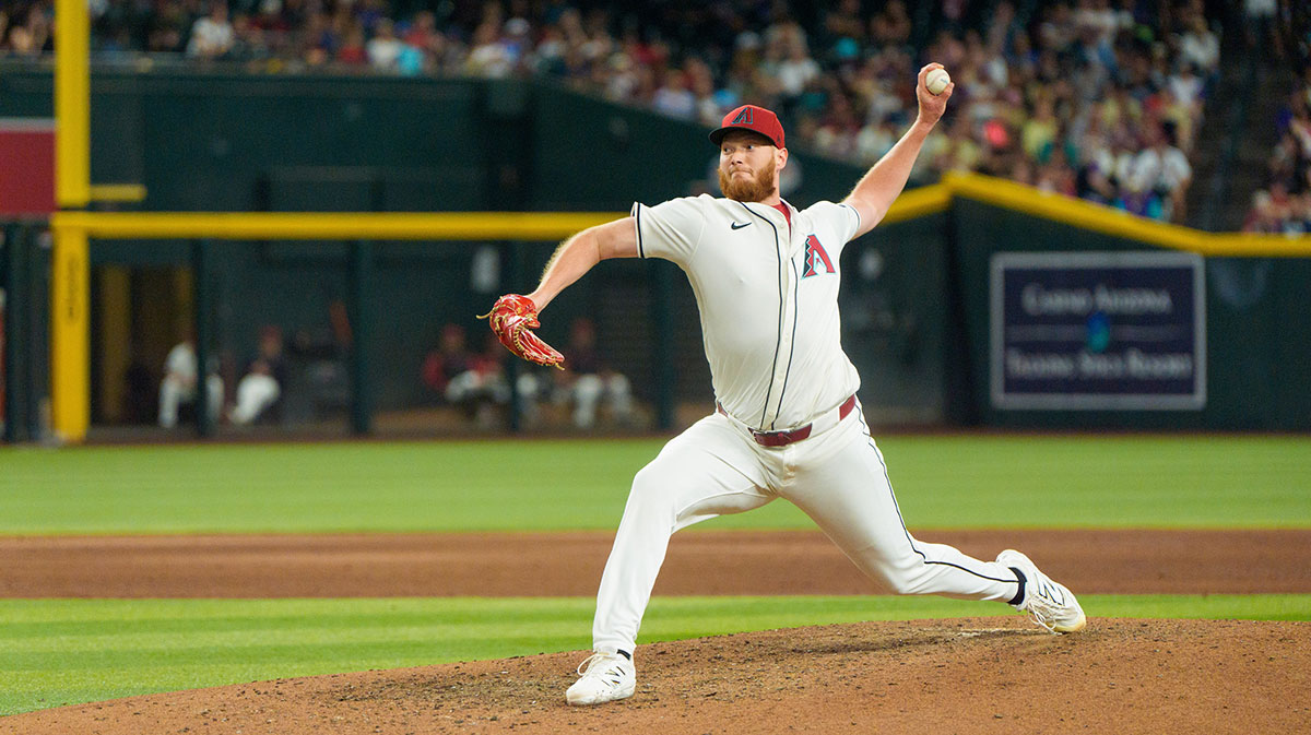 Arizona Diamondbacks pitcher A.J. Puk (33) comes in to close in the ninth inning against the Milwaukee Brewers at Chase Field.