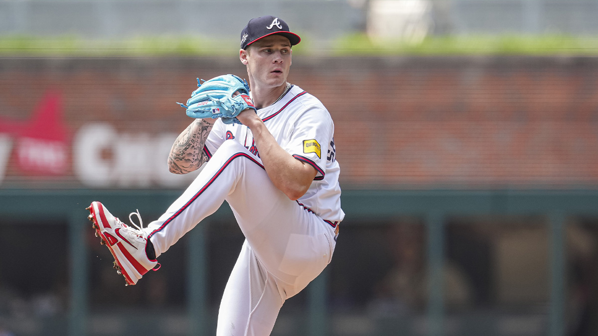 Atlanta Braves pitcher AJ Smith-Shawver (32) pitches against the Washington Nationals during the first inning at Truist Park.