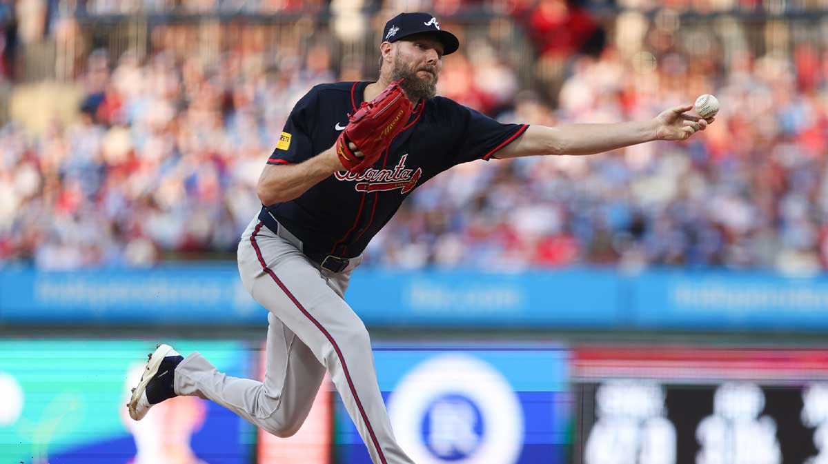 Atlanta Braves pitcher Chris Sale (51) throws a pitch against the Philadelphia Phillies during the third inning at Citizens Bank Park.
