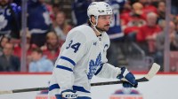 Toronto Maple Leafs center Auston Matthews (34) looks on after scoring against the Florida Panthers during the third period in game six of the second round of the 2025 Stanley Cup Playoffs at Amerant Bank Arena