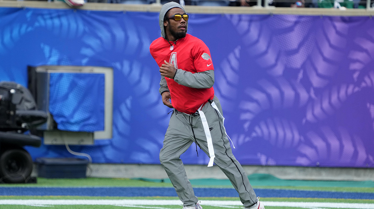 Buffalo Bills running back James Cook (4) during AFC Practice for the Pro Bowl Games at Camping World Stadium.