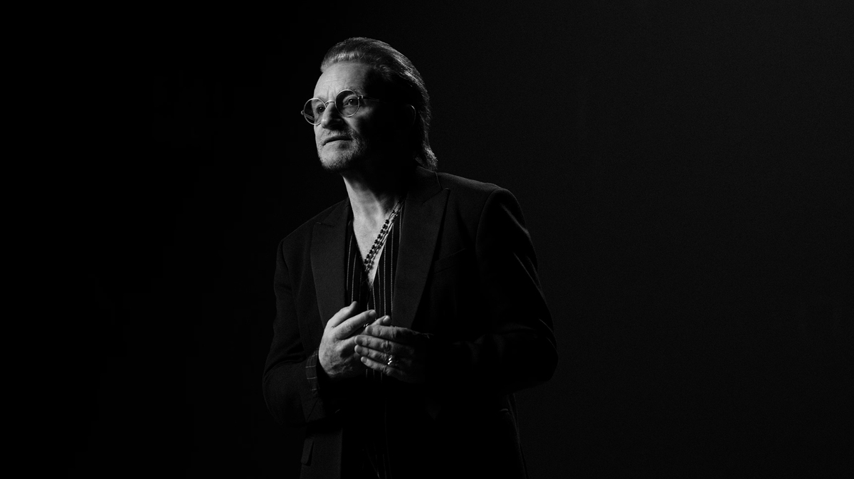 A still of the U2 singer in Bono: Stories of Surrender, a film from Apple TV+.