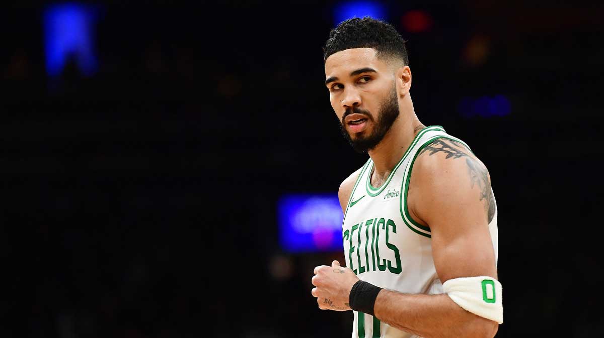 Boston Celtics forward Jayson Tatum (0) during the first half against the Orlando Magic at TD Garden.