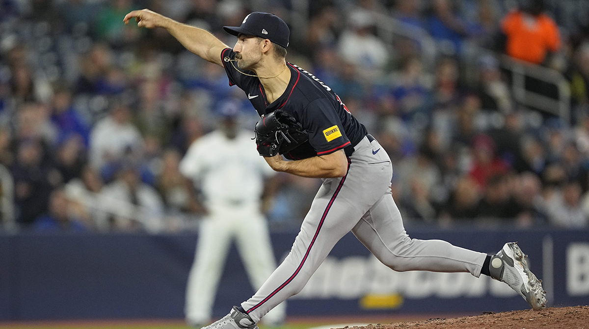 Atlanta Braves pitcher Spencer Strider (99) pitches to the Toronto Blue Jays during the fifth inning at Rogers Centre.
