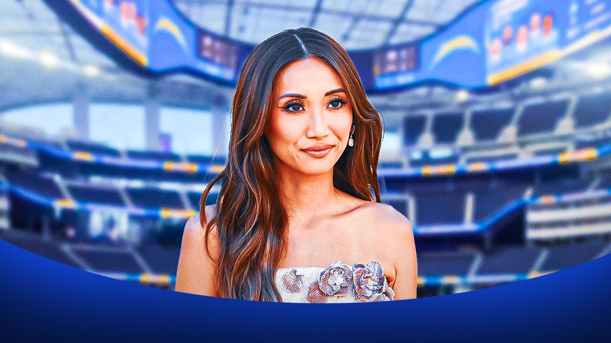 Brenda Song, who the Los Angeles Rams had host a 2025 schedule reveal video, with SoFi Stadium background.