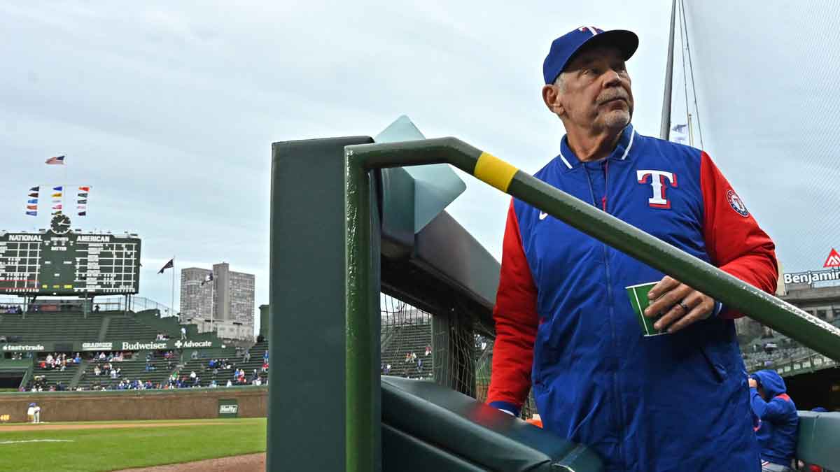 Texas Rangers manager Bruce Bochy is seen prior to a game against the Chicago Cubs.