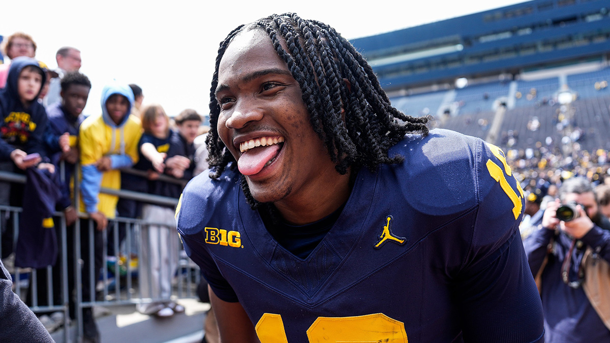 Michigan quarterback Bryce Underwood (19) walks up the tunnel after the spring game at Michigan Stadium