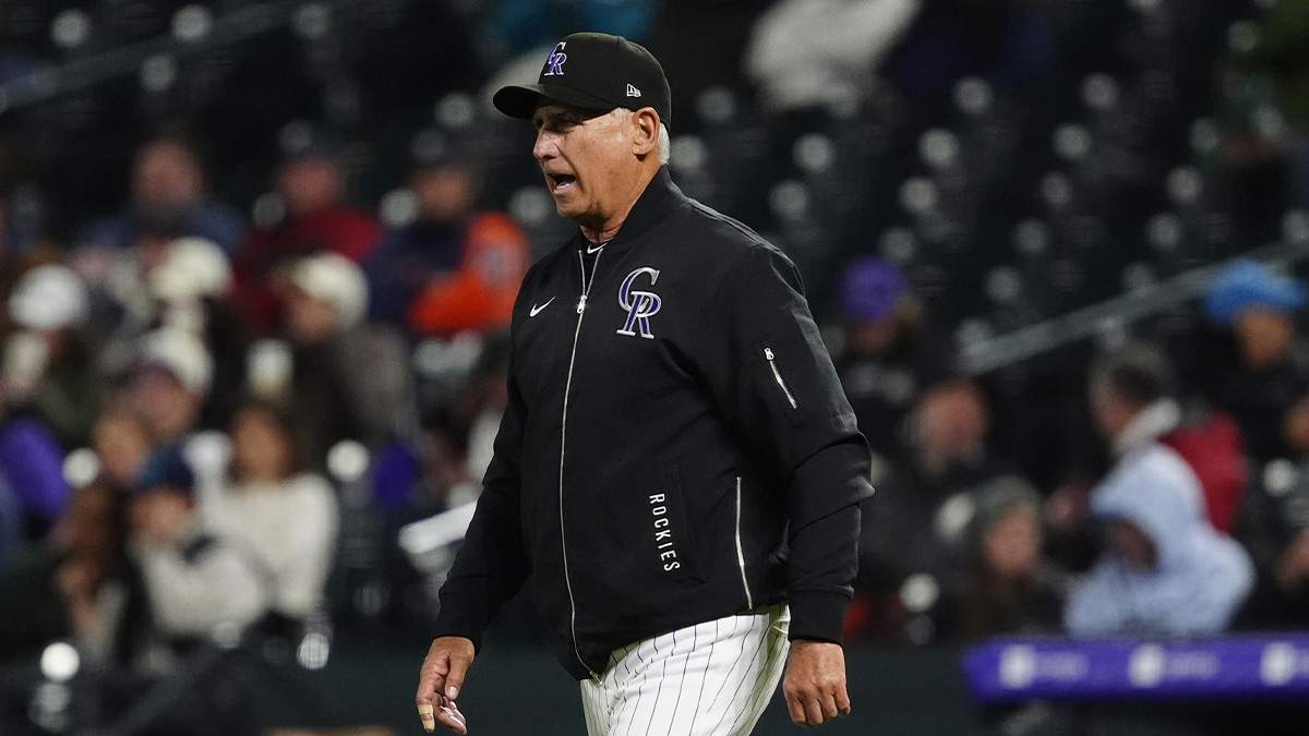 Colorado Rockies manager Bud Black (10) calls out to the mound in the eighth inning against the Detroit Tigers at Coors Field.