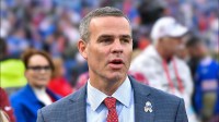 Buffalo Bills general manager Brandon Beane on the field before a game against the Kansas City Chiefs at Highmark Stadium.