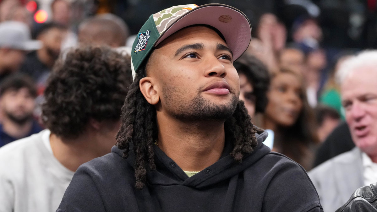 Houston Texans quarterback C.J. Stroud attends game six of first round for the 2025 NBA Playoffs between the Denver Nuggets and the LA Clippers at Intuit Dome.