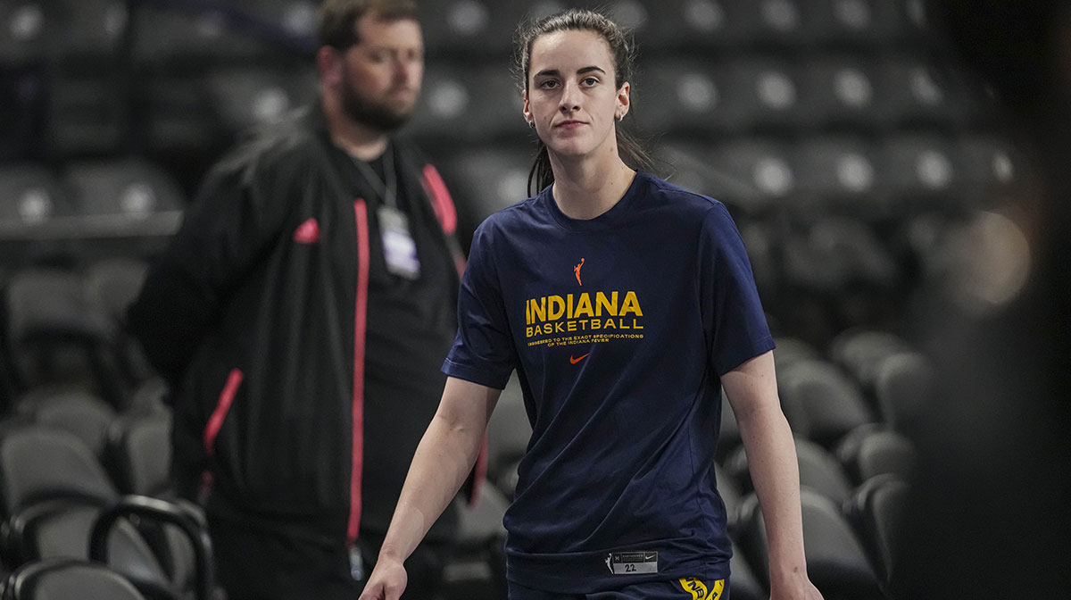 Indiana Fever guard Caitlin Clark (22) on the court prior to the game against the Atlanta Dream at Gateway Center Arena @ College Park.
