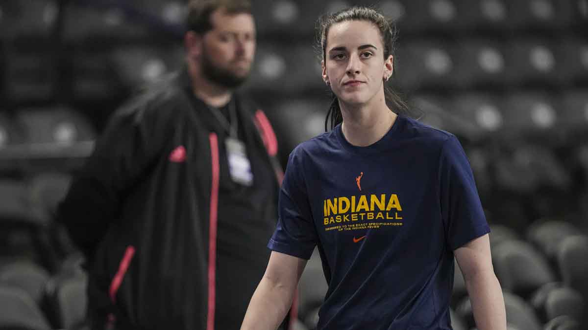 Indiana Fever guard Caitlin Clark (22) on the court prior to the game against the Atlanta Dream at Gateway Center Arena @ College Park.