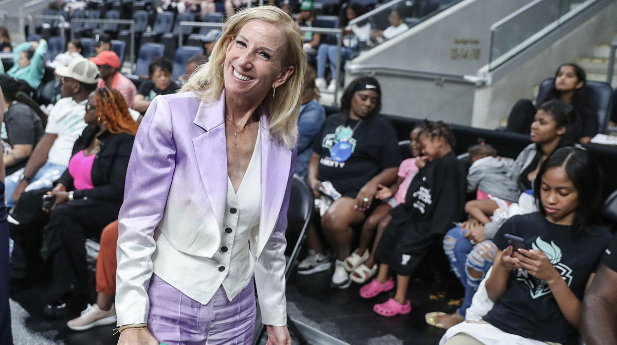 WNBA Commissioner Cathy Engelbert at the Commissioner’s Cup Championship game between the Minnesota Lynx and the New York Liberty at UBS Arena.