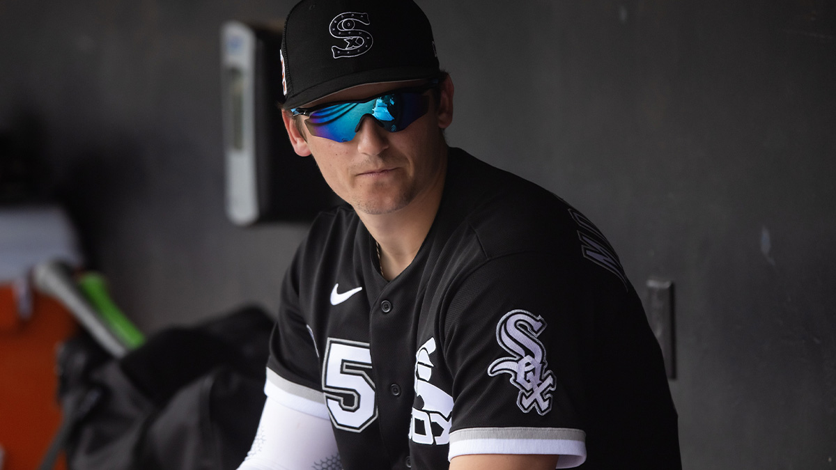 Chicago White Sox infielder Colson Montgomery against the Cleveland Guardians during a spring training game at Camelback Ranch-Glendale.