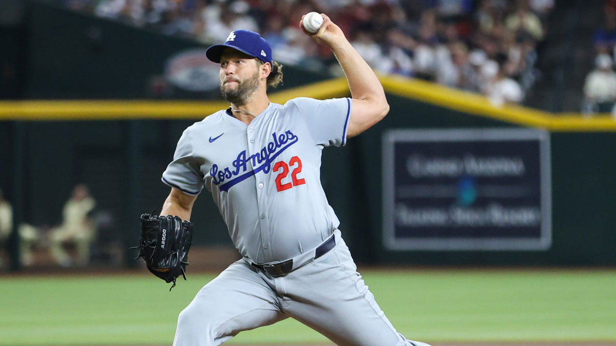 Los Angeles Dodgers pitcher Clayton Kershaw (22) delivers a pitch on Aug. 30, 2024 at Chase Field in Phoenix.