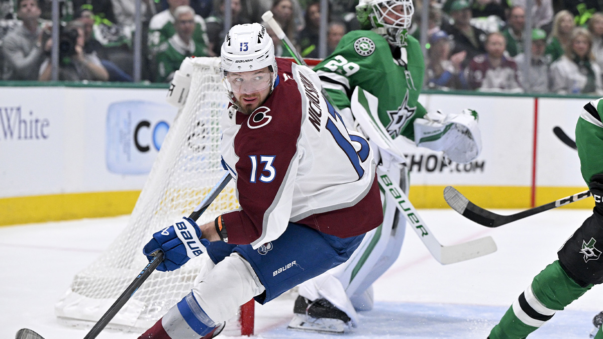 Colorado Avalanche right wing Valeri Nichushkin (13) in action during the game between the Dallas Stars and the Colorado Avalanche in game two of the first round of the 2025 Stanley Cup Playoffs at American Airlines Center.