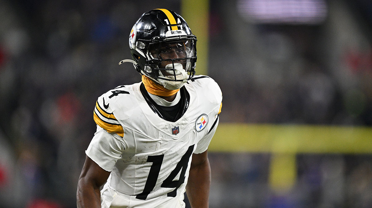 Pittsburgh Steelers wide receiver George Pickens (14) looks on in the third quarter against the Baltimore Ravens in an AFC wild card game at M&T Bank Stadium.