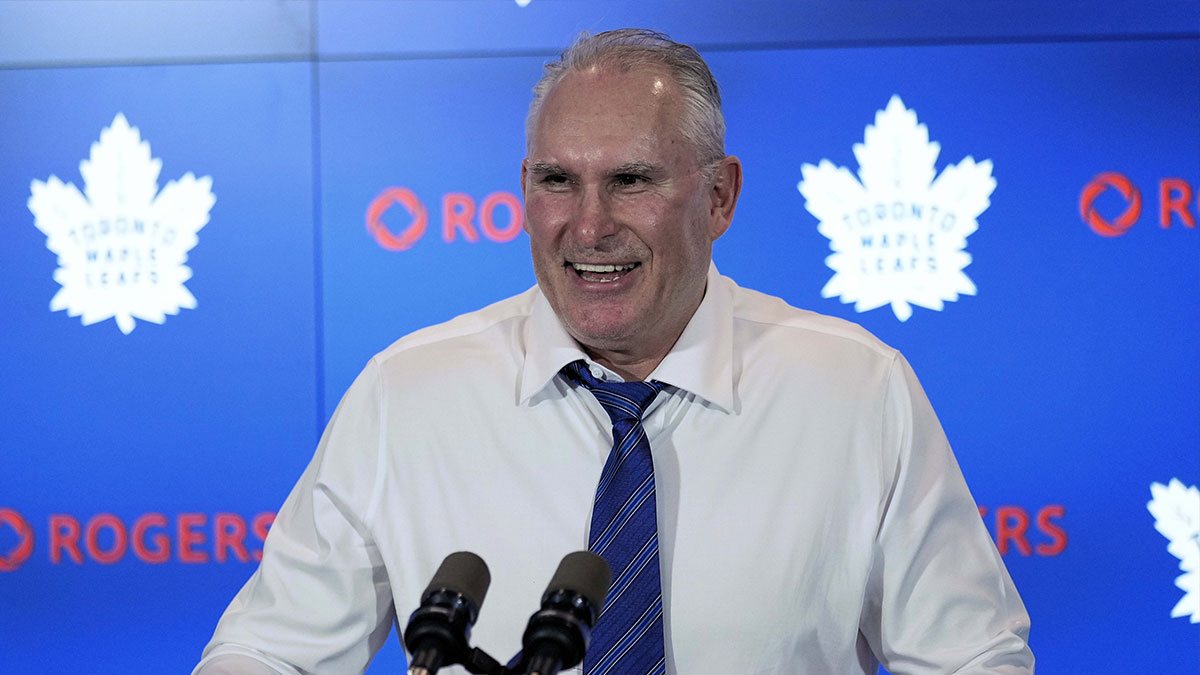 oronto Maple Leafs head coach Craig Berube smiles during a post game press conference after a win over the Florida Panthers at Scotiabank Arena.