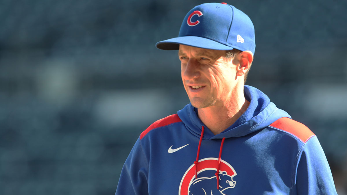 Chicago Cubs manager Craig Counsell (11) observes batting practice before the game against the Pittsburgh Pirates at PNC Park.