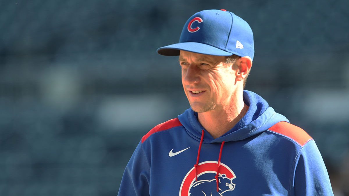 Cubs manager Craig Counsell (11) observes batting practice before the game against the Pittsburgh Pirates at PNC Park.