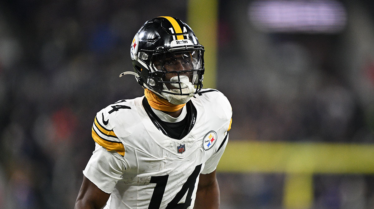 Pittsburgh Steelers wide receiver George Pickens (14) looks on in the third quarter against the Baltimore Ravens in an AFC wild card game at M&T Bank Stadium.