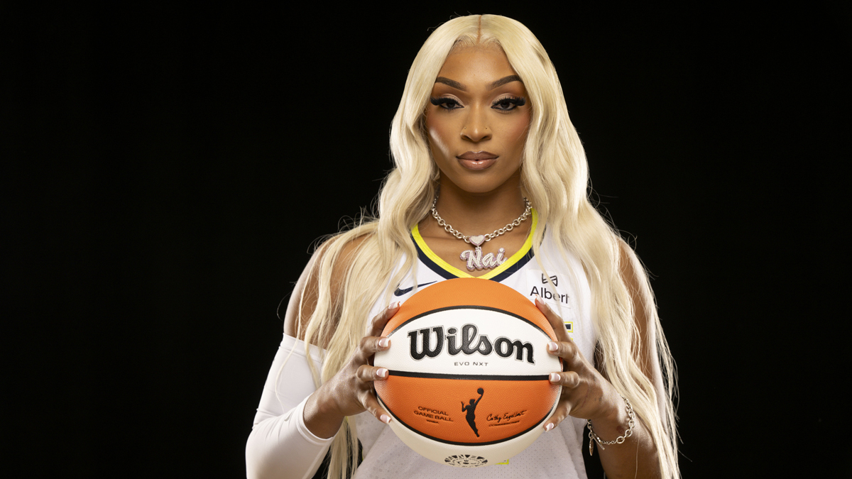 Dallas Wings guard DiJonai Carrington poses for a photo during the 2025 Dallas Wings Media Day.