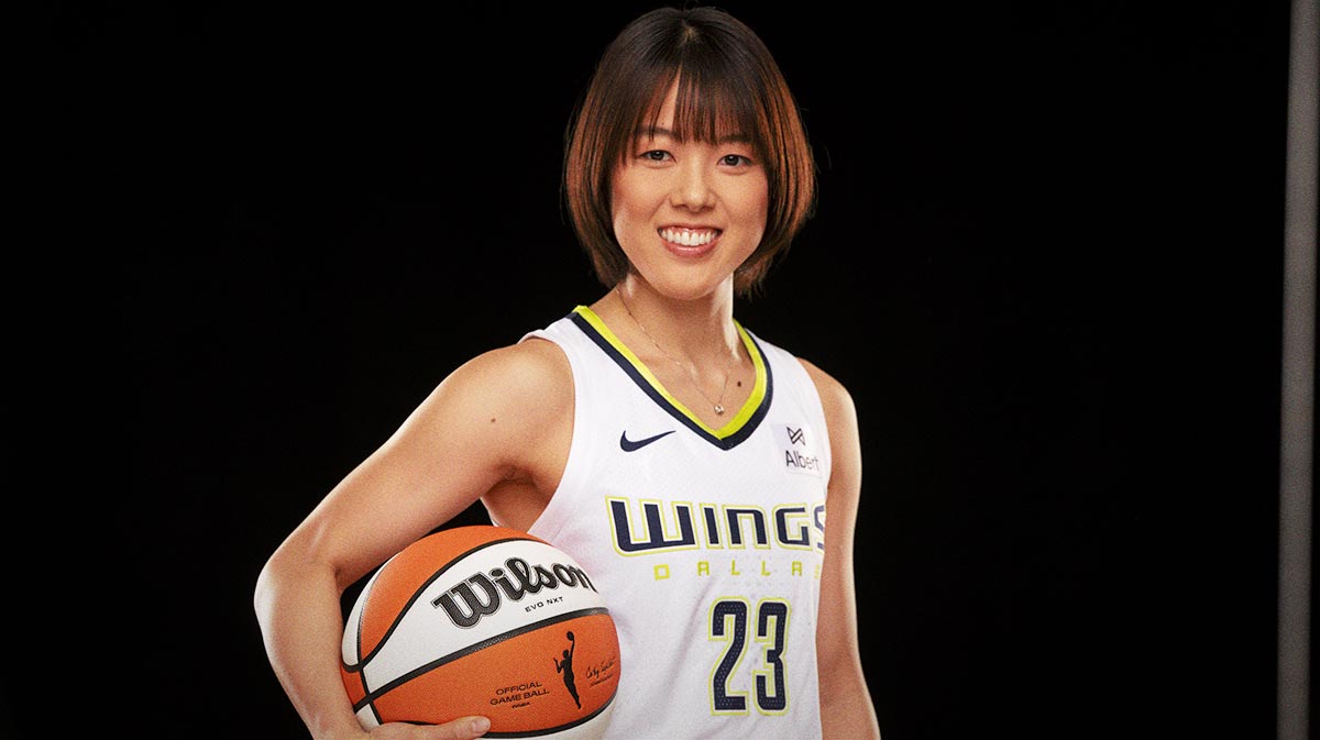 Dallas Wings guard Mai Yamamoto poses for a photo during the 2025 Dallas Wings Media Day.