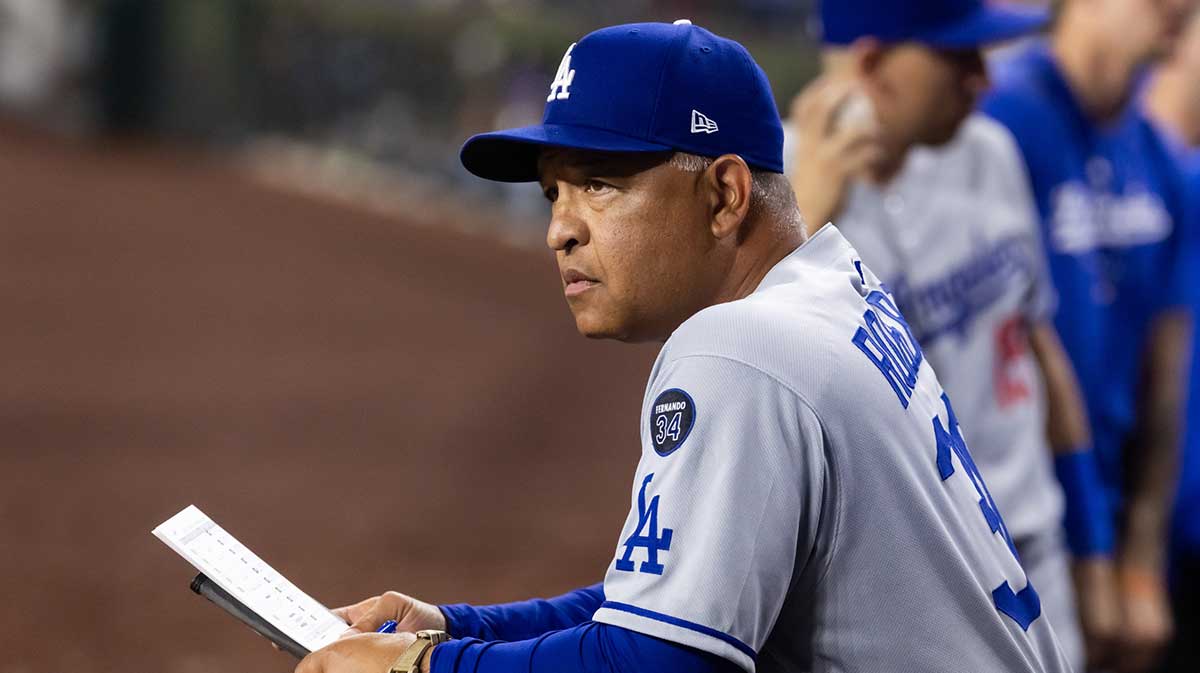 Los Angeles Dodgers manager Dave Roberts against the Arizona Diamondbacks at Chase Field.