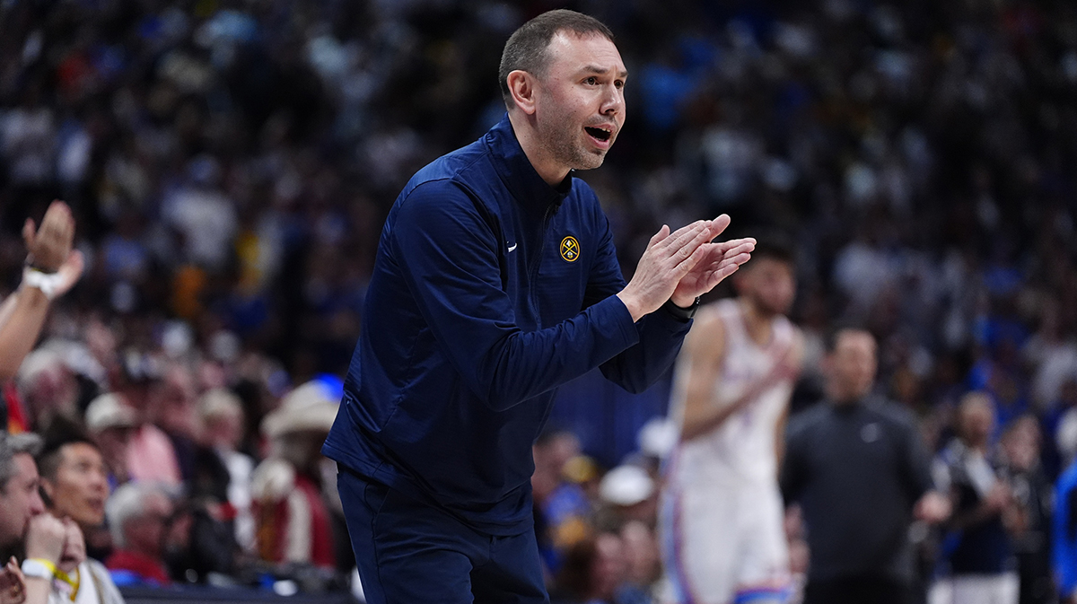Denver Nuggets interim head coach David Adelman during the second half against the Oklahoma City Thunder during game three of the second round for the 2025 NBA Playoffs at Ball Arena.