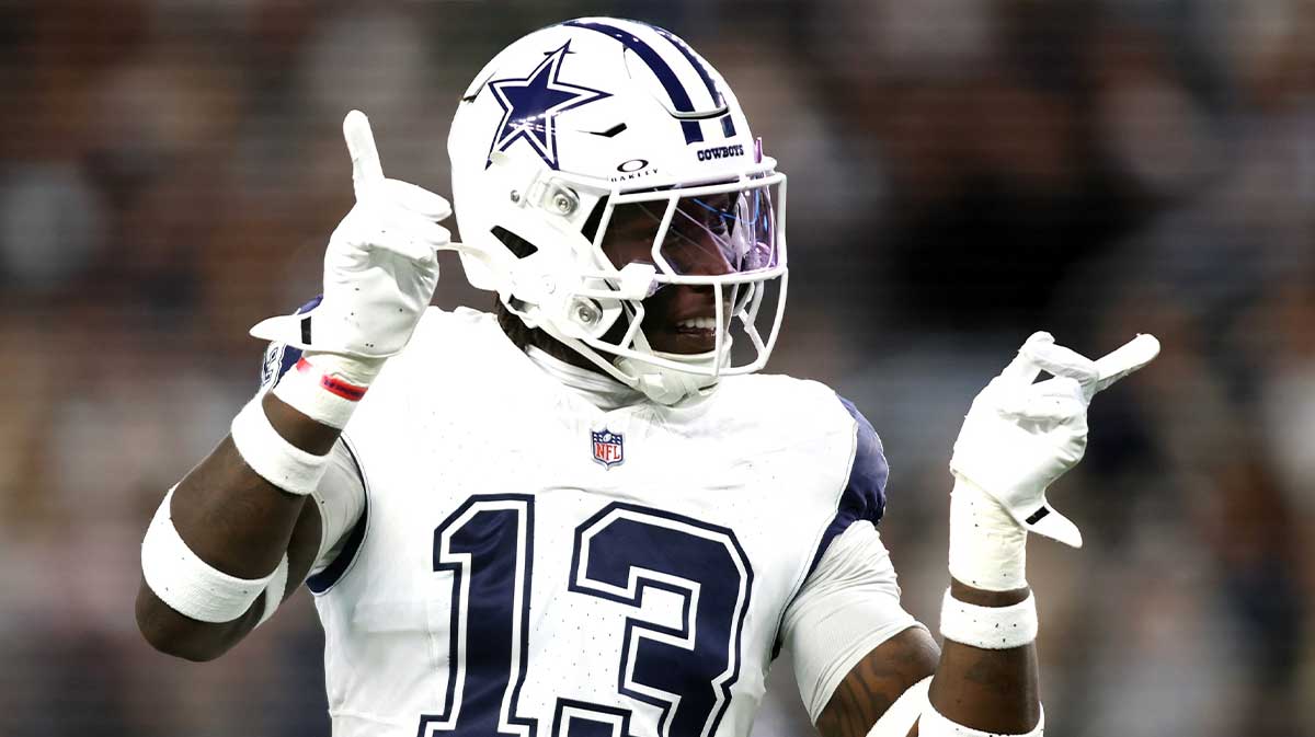 Dallas Cowboys linebacker DeMarvion Overshown (13) reacts after making a tackle against the Cincinnati Bengals in the first quarter at AT&T Stadium.