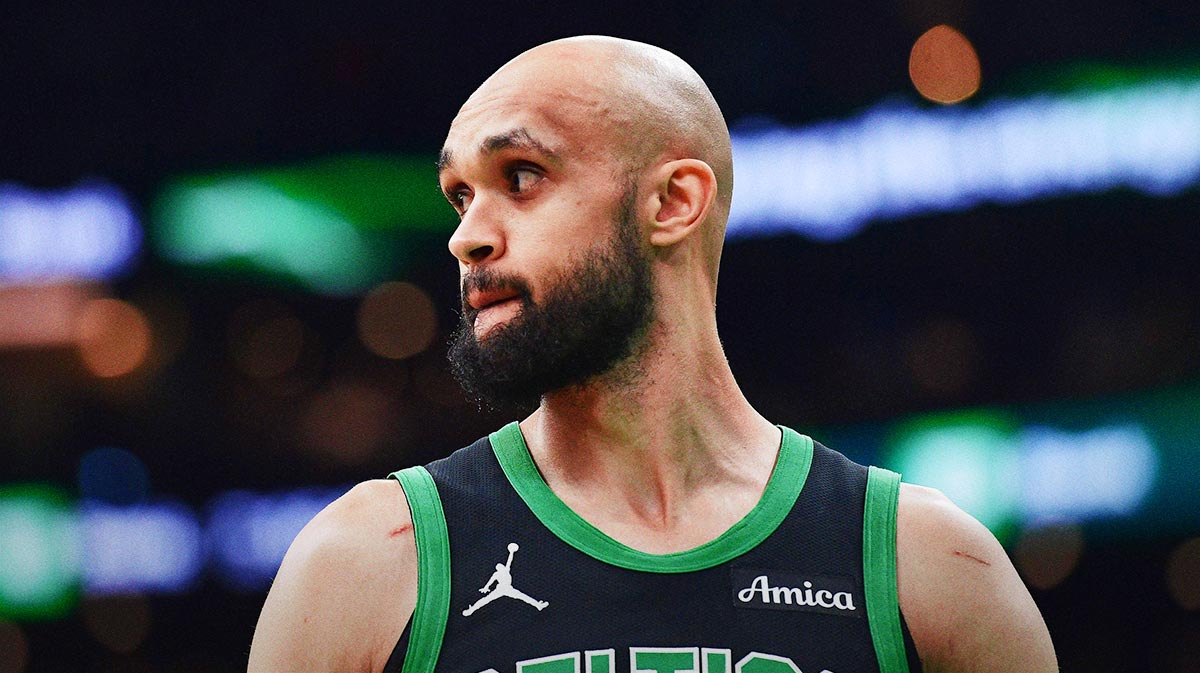 Boston Celtics guard Derrick White (9) in the first half during game five of the second round for the 2025 NBA Playoffs against the New York Knicks at TD Garden.