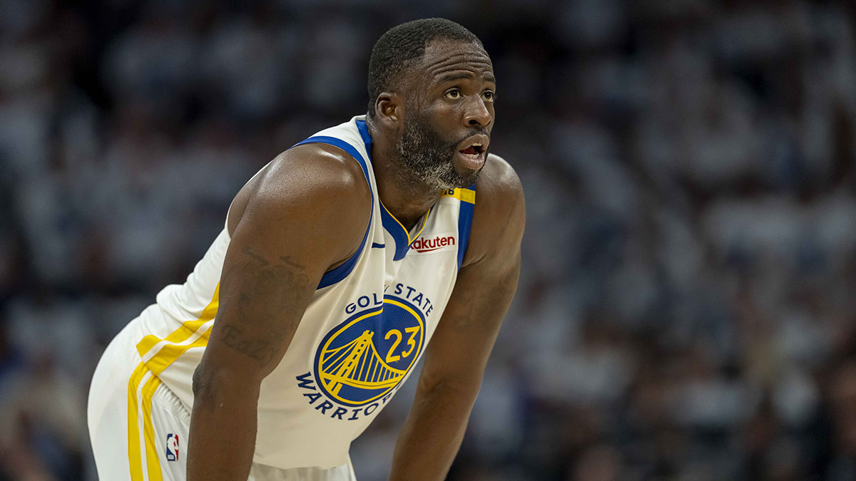 Golden State Warriors forward Draymond Green (23) looks on against the Minnesota Timberwolves in the second half during game two of the second round for the 2025 NBA Playoffs at Target Center.