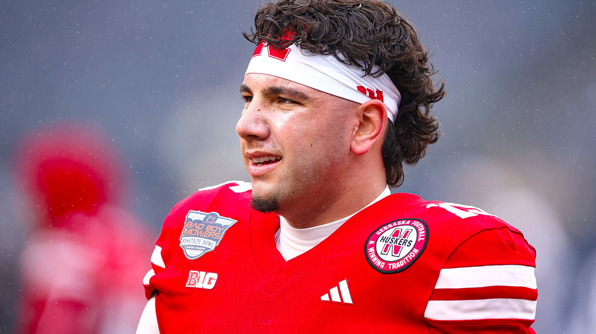 Nebraska Cornhuskers quarterback Dylan Raiola (15) looks on before the game against the Boston College Eagles at Yankee Stadium.