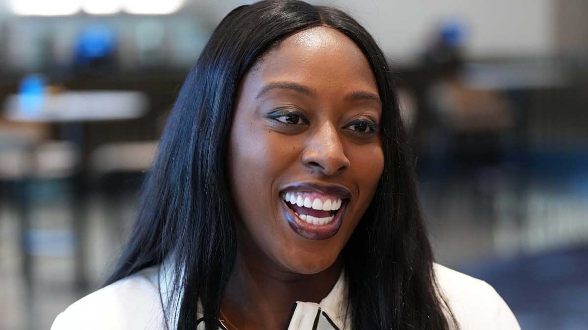 ESPN gameday analyst Chiney Ogwumike at Amalie Arena.