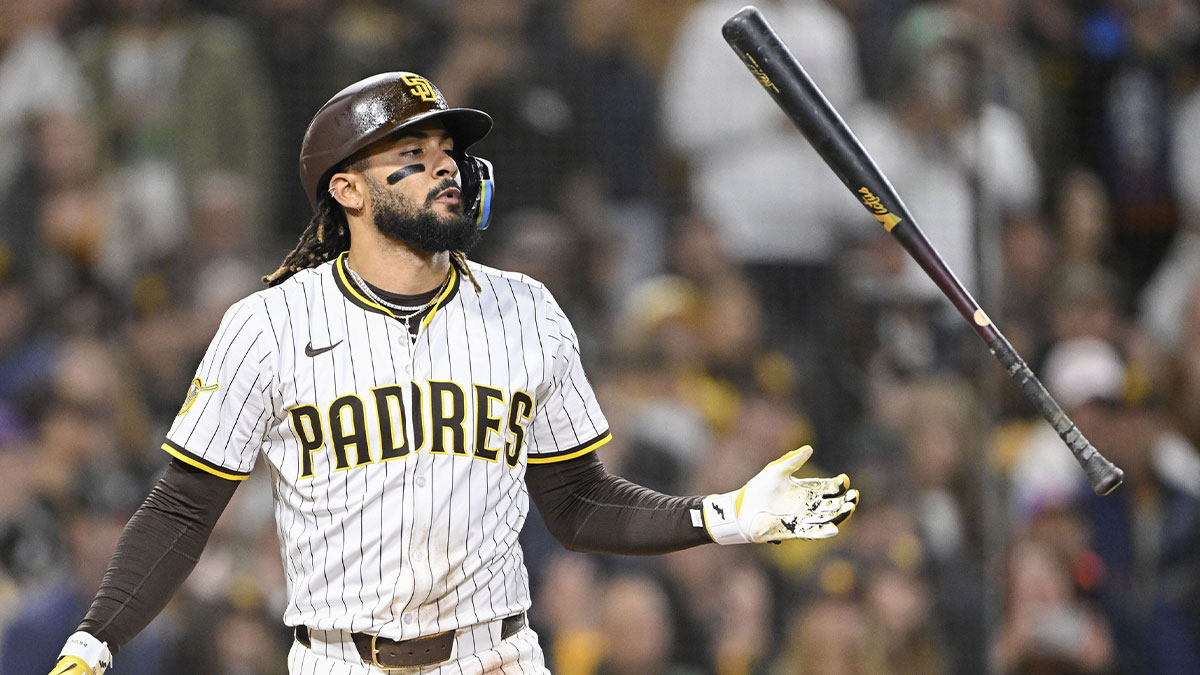San Diego Padres right fielder Fernando Tatis Jr. (23) flips his bat after striking out during the eighth inning against the Tampa Bay Rays at Petco Park.