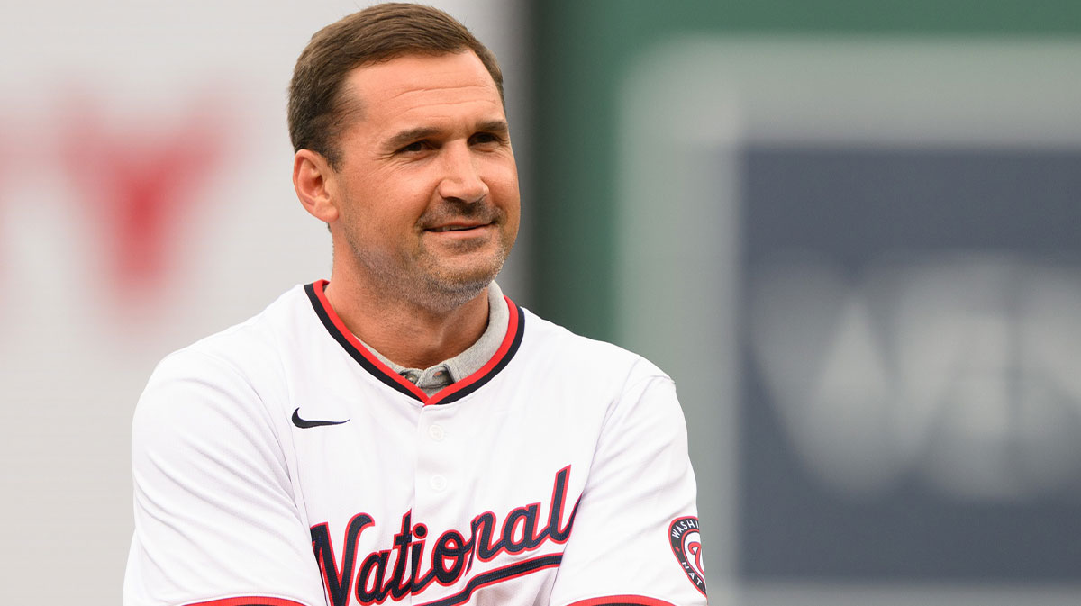 Former Washington Nationals Ryan Zimmerman looks on during a ceremony prior to the game between the Washington Nationals and the Arizona Diamondbacks at Nationals Park.