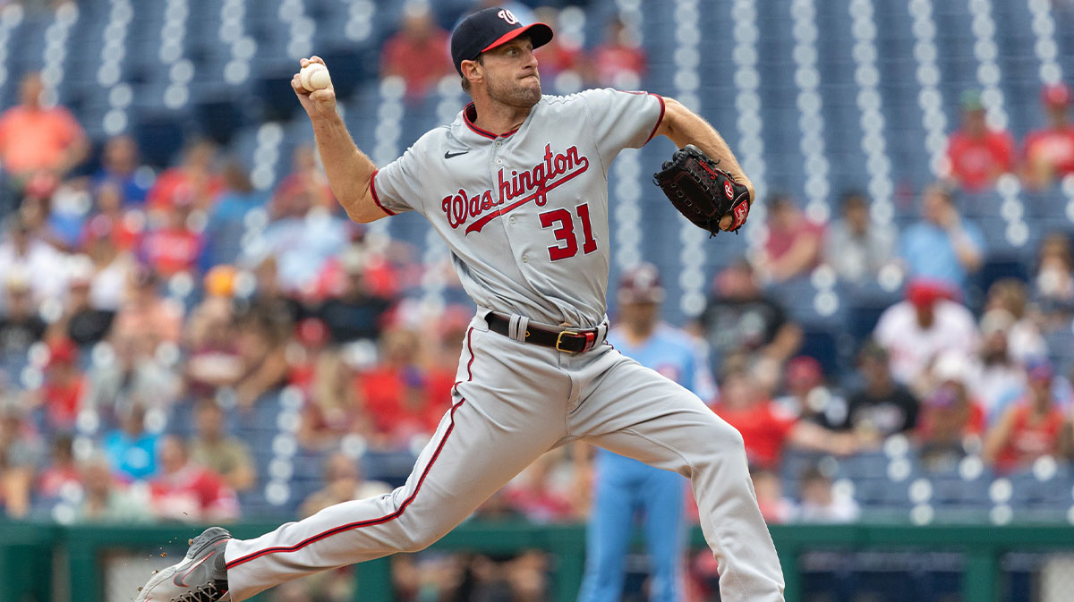Washington Nationals starting pitcher Max Scherzer (31) throws a pitch during the first inning against the Philadelphia Phillies at Citizens Bank Park.