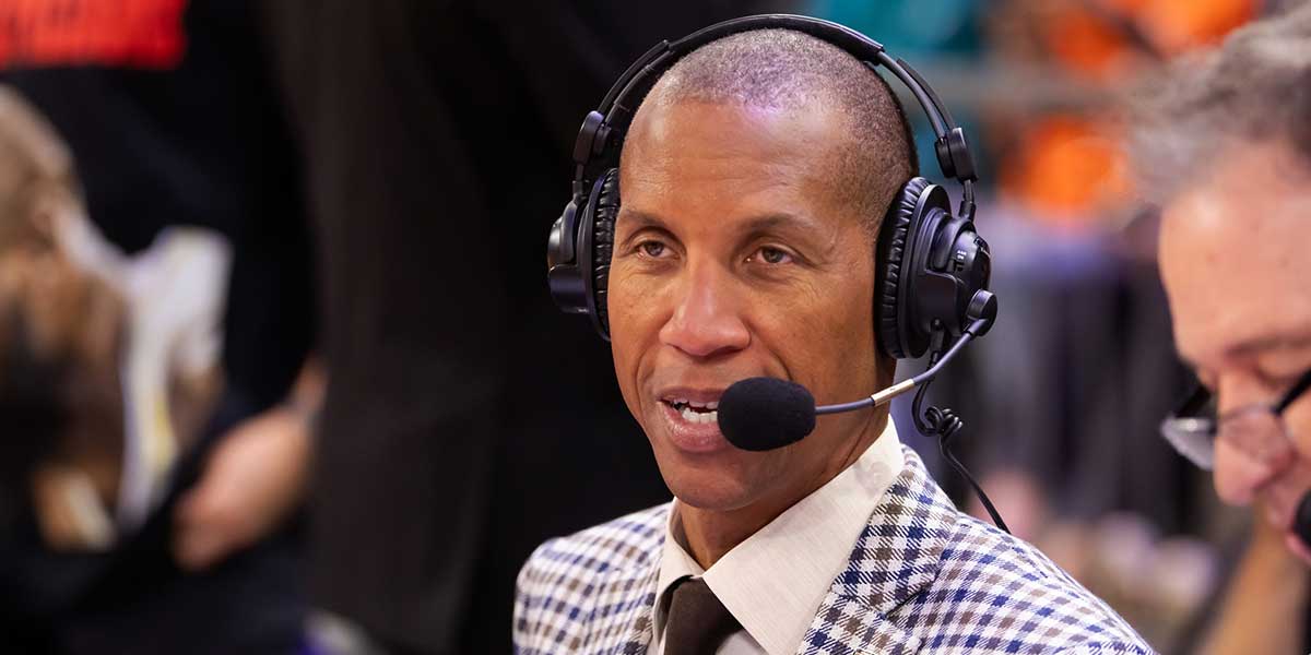 TNT television analyst Reggie Miller during the Los Angeles Lakers against the Phoenix Suns during an NBA Cup game at Footprint Center