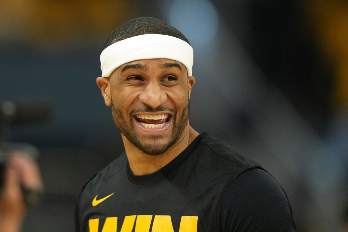 Golden State Warriors guard Gary Payton II (0) before game three of first round for the 2024 NBA Playoffs against the Houston Rockets at Chase Center.