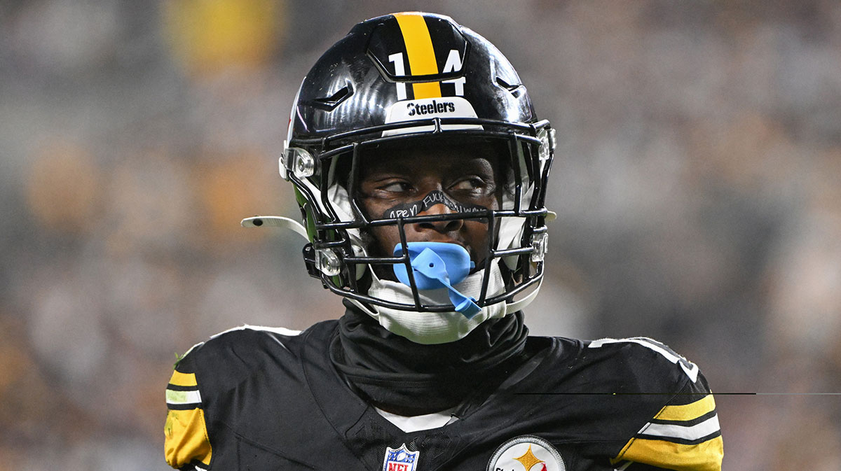 Oct 6, 2024; Pittsburgh, Pennsylvania, USA; Pittsburgh Steelers wide receiver George Pickens (14) walks off the field against the Dallas Cowboys during the third quarter at Acrisure Stadium. Mandatory Credit: Barry Reeger-Imagn Images
