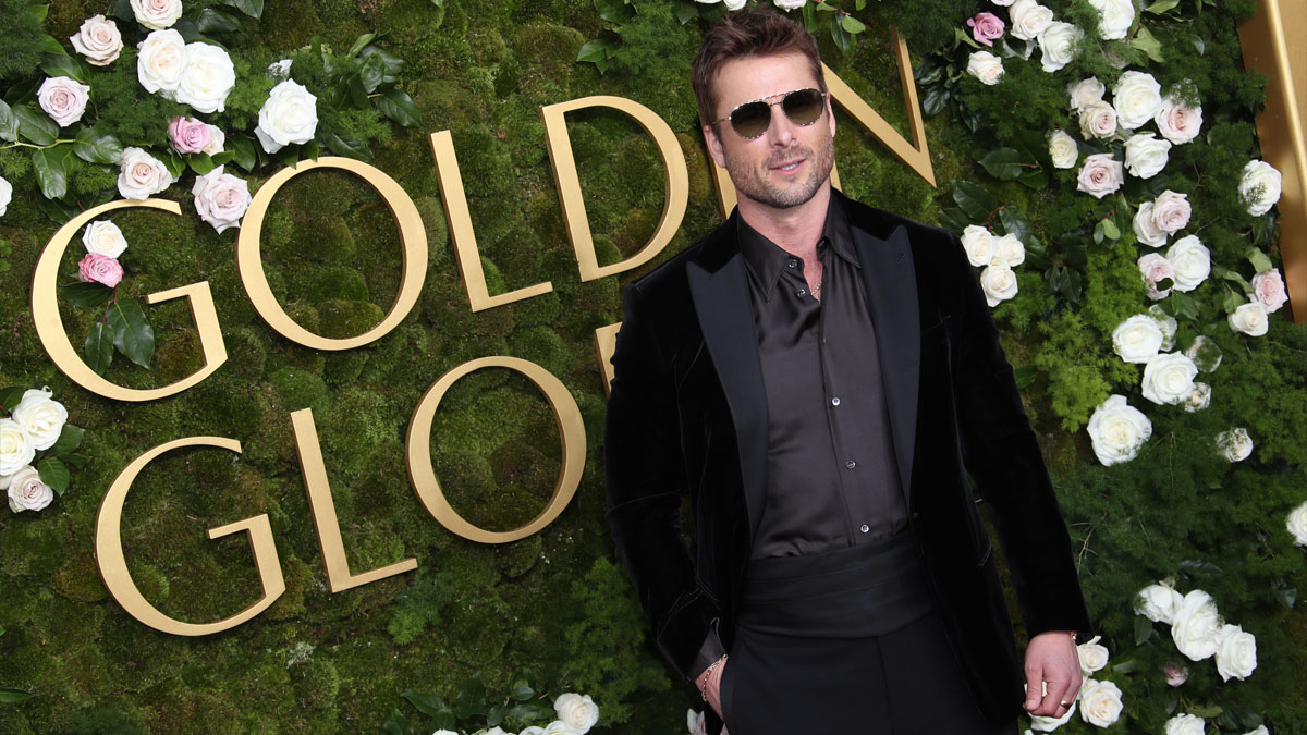 Chad Powers (which received a release date from Hulu) co-creator and star Glen Powell at the Golden Globes on January 5, 2025.