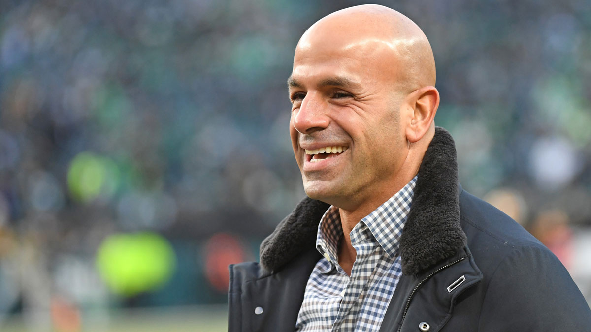 Green Bay Packers offensive consultant Robert Saleh on the sidelines during warmups against the Philadelphia Eagles in an NFC wild card game at Lincoln Financial Field.