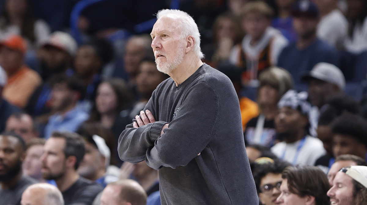 San Antonio Spurs head coach Gregg Popovich watches his team play against the Oklahoma City Thunder during the second half at Paycom Center.