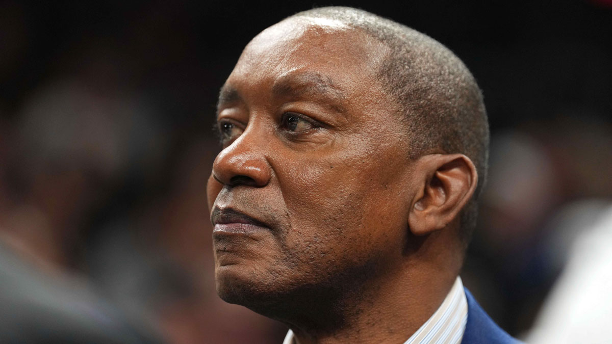 Basketball Hall of Fame player Isiah Thomas looks on during the second half of the game between the Phoenix Suns and the Cleveland Cavaliers at Footprint Center.