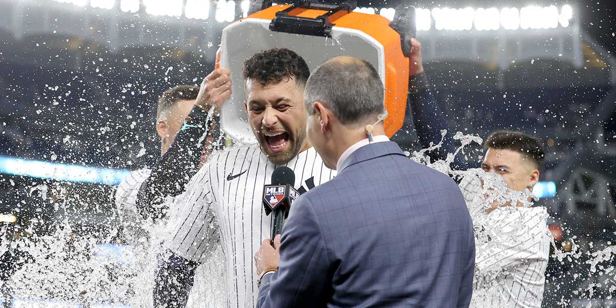 Yankees’ J.C. Escarra gets ice bath from Aaron Judge after walk-off vs. Padres