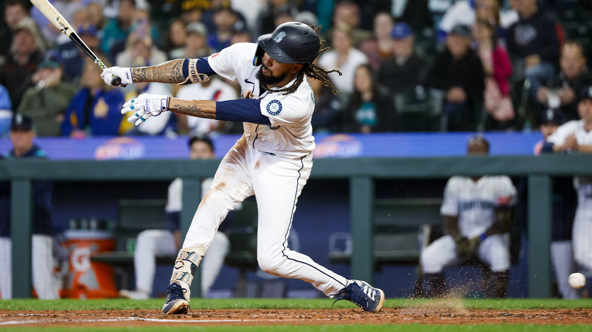 Seattle Mariners shortstop J.P. Crawford (3) strikes out against the Minnesota Twins during the third inning at T-Mobile Park.